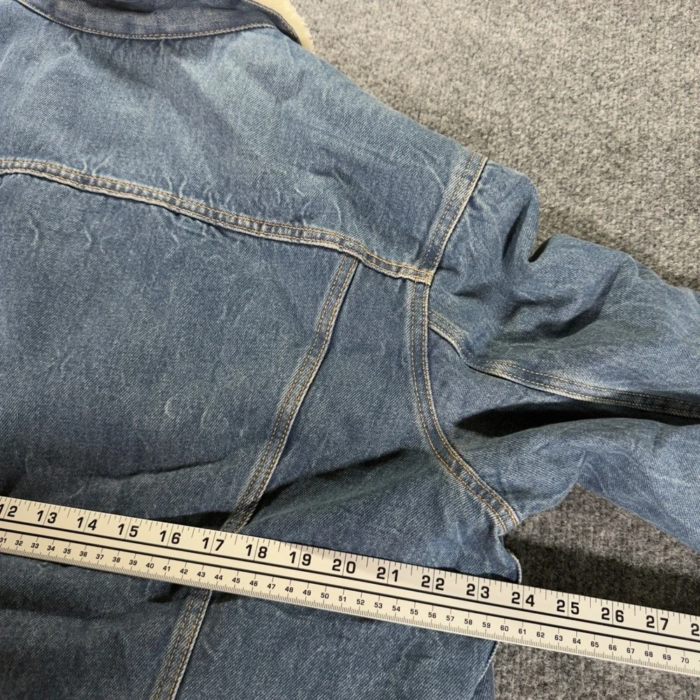 Levi's Sherpa Trucker Jacket Denim Fleece Lined Jean Coat Large Blue Mens L